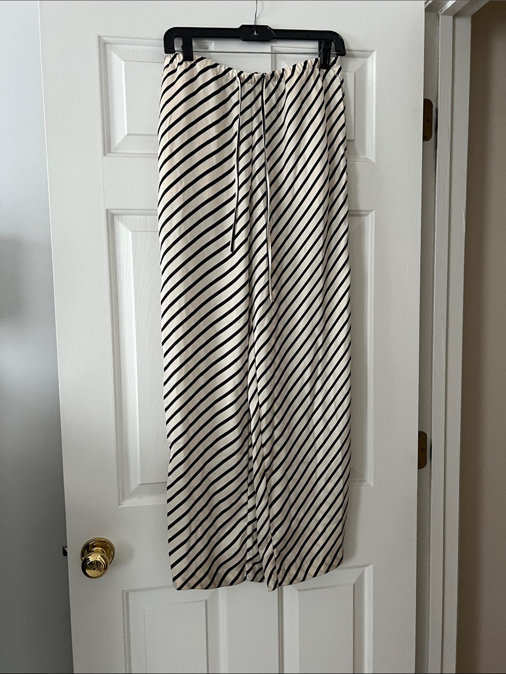 Striped Ivory and Black pants - Relaxed Drawstring Waist